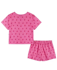 Andy & Evan Girls' 6-16 Rosette T-Shirt and Shorts, 2-Piece Pajama Set