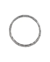 Laundry by Shelli Segal Silver Tone Tile Stretch Bracelet with Pave Crystal Stone Accents