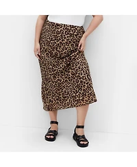 City Chic Women's Kyra Leopard Print Midi Skirt