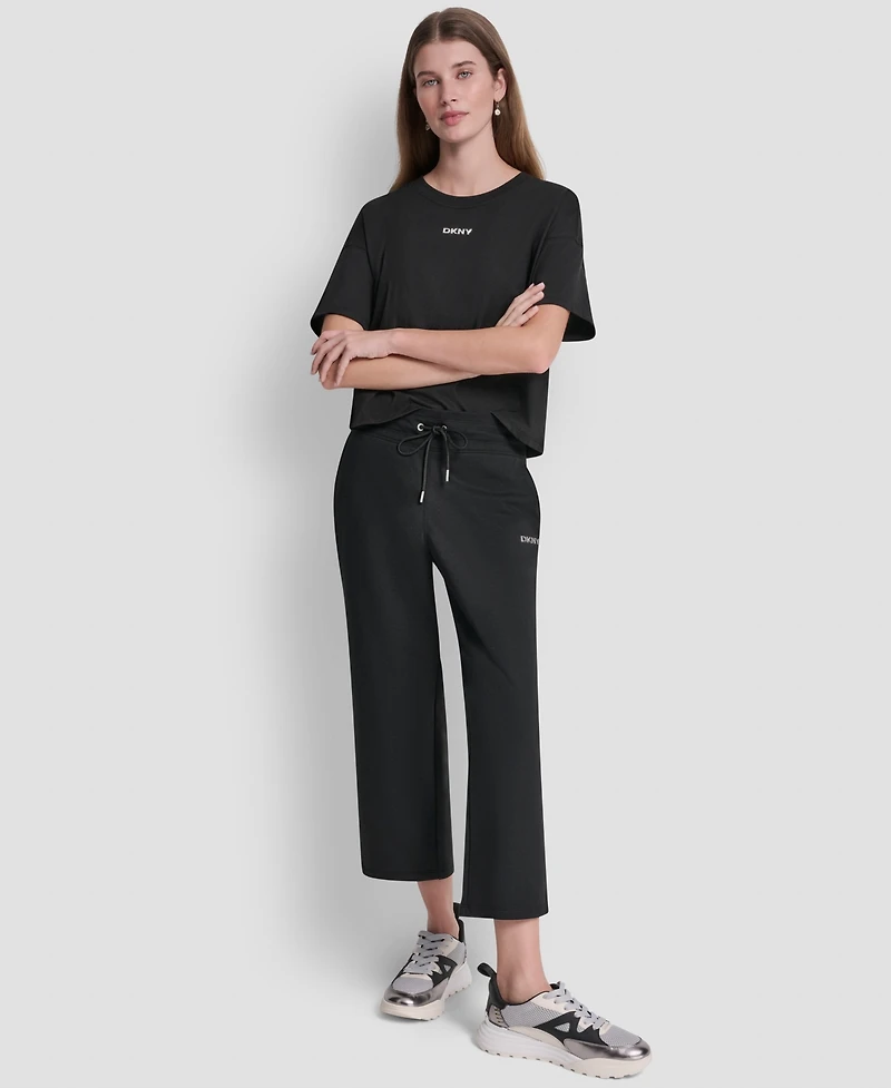Dkny Sport Women's Metallic Bubble Logo Crop Pants