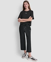 Dkny Sport Women's Metallic Bubble Logo Crop Pants