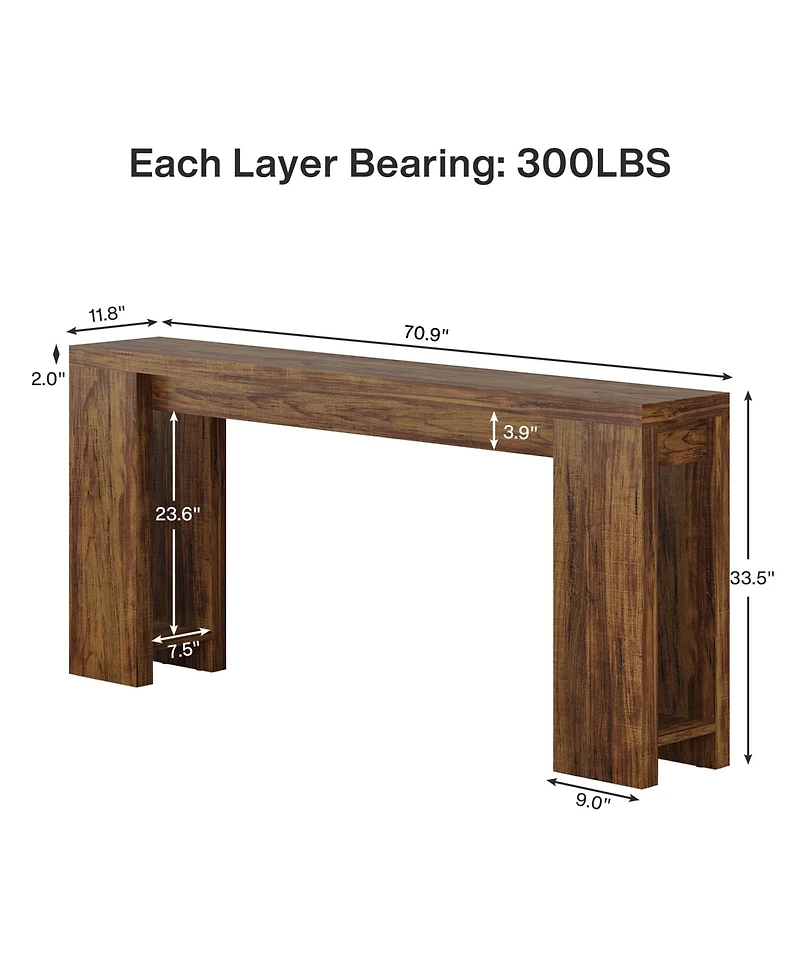 Tribesigns 70.9-Inch Extra Long Console Table, Farmhouse Wood Sofa Table Behind Couch, Narrow Entryway Accent for Living Room