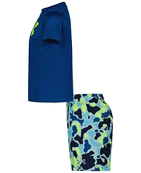 Under Armour Boys' 4-7 Camo Print Swim T-Shirt and Shorts, 2-Piece Set