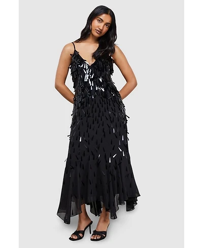 Warehouse Women's Premium Teardrop Embellished Midi Dress