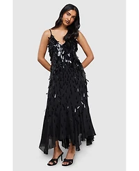 Warehouse Women's Premium Teardrop Embellished Midi Dress