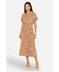 Yumi Women's Abstract Swirl Print Relaxed Midi Dress