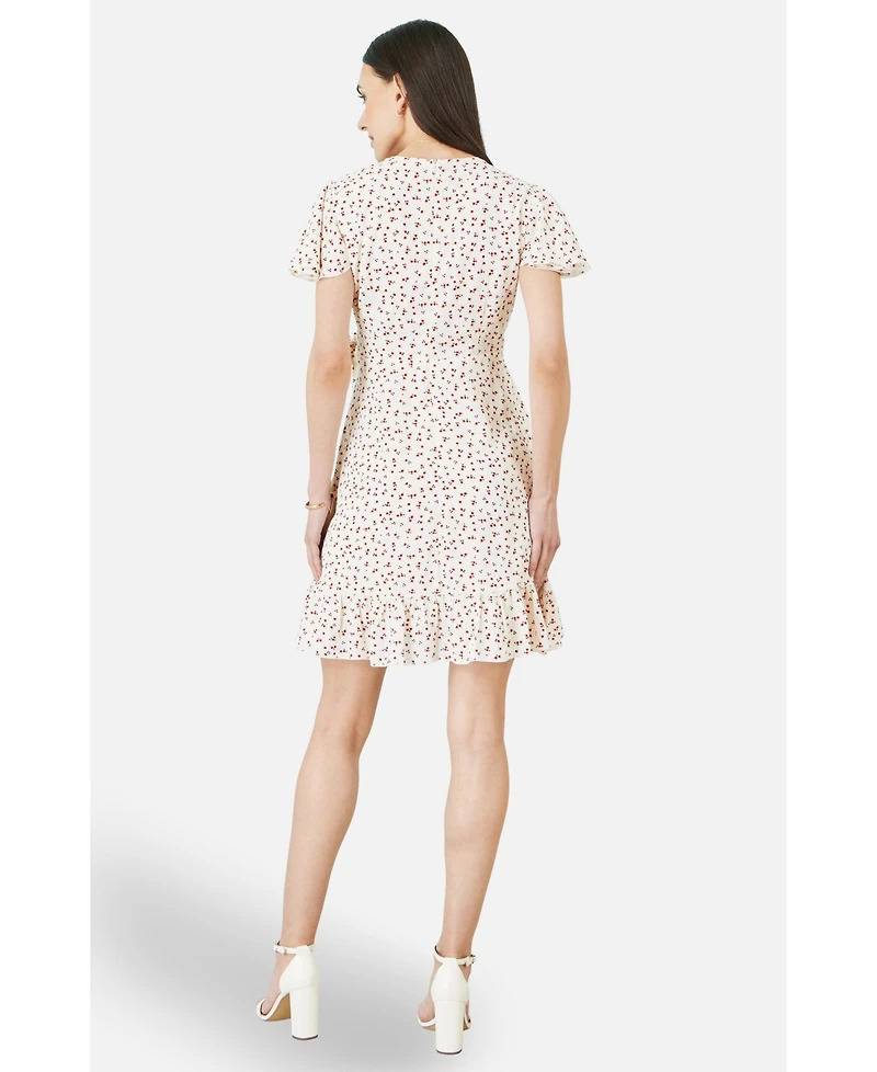Yumi Women's Ditsy Print Frill Wrap Dress