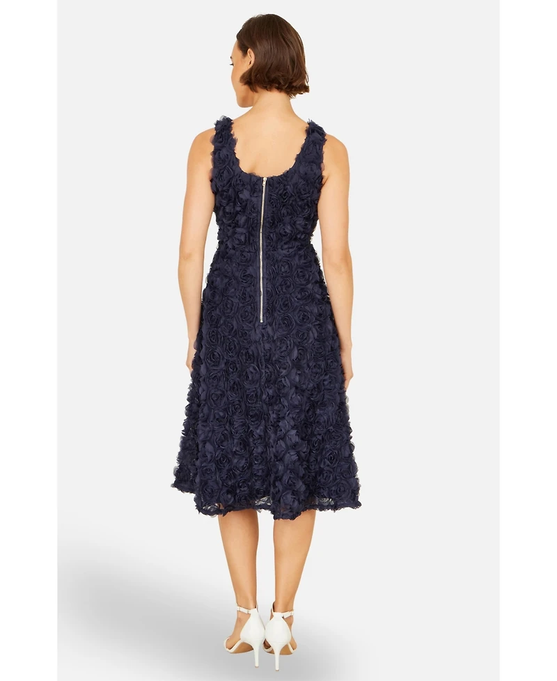 Yumi Women's Applique Floral Skater Dress