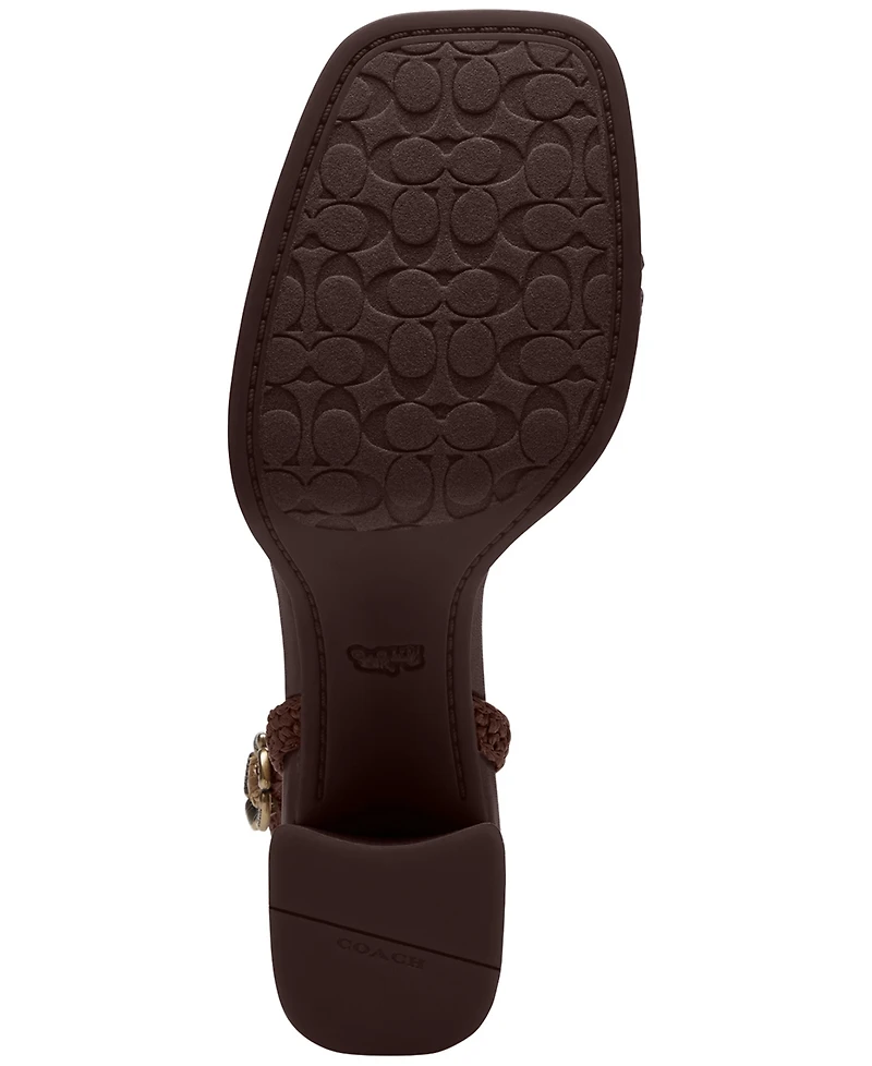 Coach Women's Tea Rose Square Toe Platform Sandals