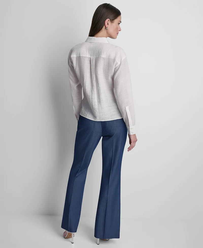 Dkny Women's Long-Sleeve Organza Top