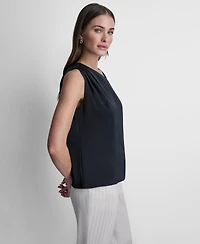 Dkny Women's Satin Asymmetric Neck Sleeveless Top
