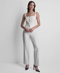 Dkny Women's Sleeveless Pinstripe Button-Front Vest