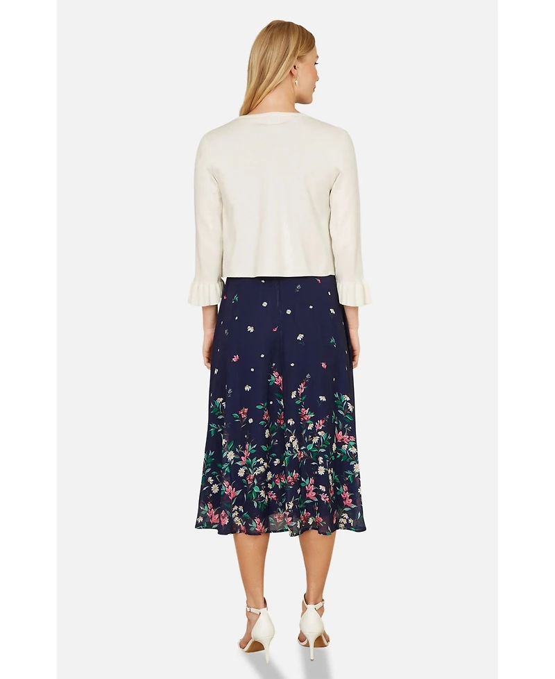 Yumi Women's Bell Sleeves Cropped Cardigan