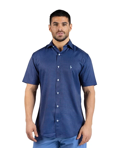 TailorByrd Men's Geo Floral Printed Performance Short Sleeve Shirt