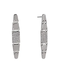 Laundry by Shelli Segal Silver Tone Linear Earrings with Pave Crystal Stone Accents