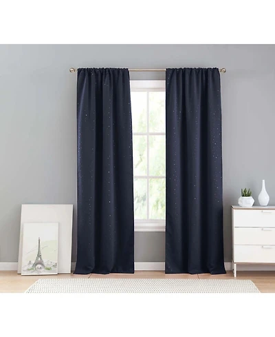 Kate Aurora 2 Piece Juvi Metallic Shooting Stars Room Darkening Rod Pocket Window Curtain Panels