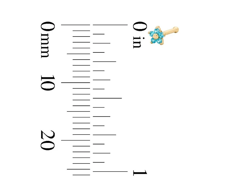 Curata Jewelry Solid 14k Yellow Gold Cubic Zirconia 3mm Flower Nose stud