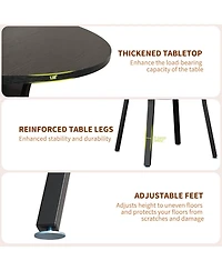 gaomon Round Dining Table for 4-6, 47 inch Wood Kitchen Table with Storage Shelf,with Metal Base,No Chairs