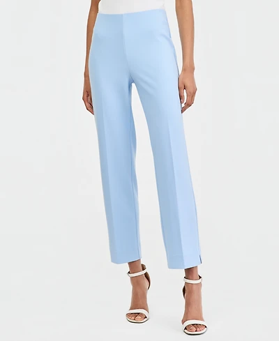 Anne Klein Women's Stretch Crepe Pull-On Hollywood Waist Straight Ankle Pants, Regular & Petite