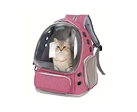 Breathable Transparent Pet Carrier Bag for Cats & Small Dogs – Portable Space Capsule with Zipper, Pink, Ideal for Travel & Outdoor Adventures