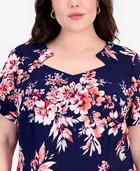 Connected Plus Printed Cutout-Neck Sheath Dress