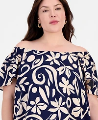 Robbie Bee Plus Printed Square-Neck Shift Dress
