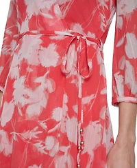 Calvin Klein Women's 3/4-Sleeve V-Neck Midi Dress