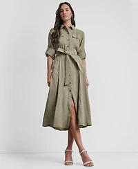 Dkny Women's Long-Sleeve Collared Roll Tab Fuji Cargo Dress