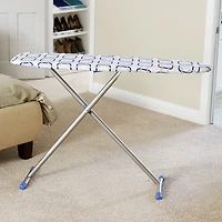 Household Essentials Arched T-Leg Ironing Board, Silver Frame, Geometric Pattern with Matching Feet