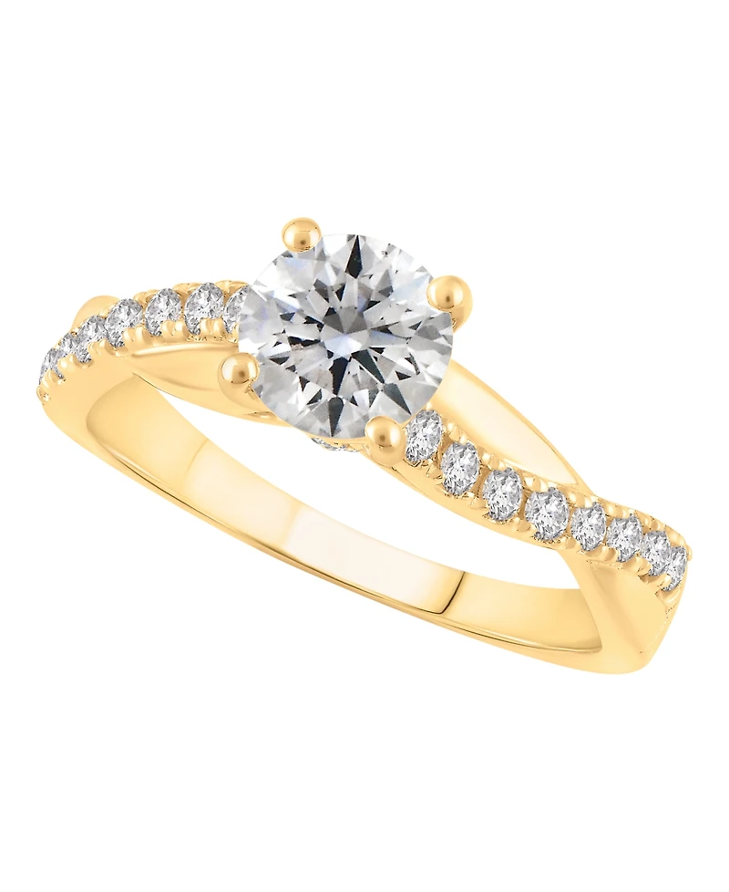 Macy's Certified Lab-Grown Diamond Engagement Ring (1-1/4 ct. t.w.) in 14k Yellow Gold