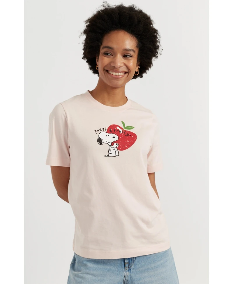 Chinti & Parker Women's Cotton Snoopy Apple T-Shirt