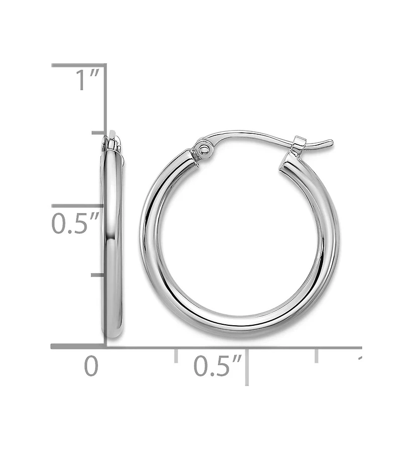 Curata Jewelry Solid 950 Platinum 2mm Classic Hoop Earrings 18mm
