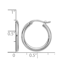 Curata Jewelry Solid 950 Platinum 2mm Classic Hoop Earrings 18mm