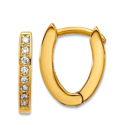 Curata Jewelry 18k Yellow or White Gold 0.16cttw Diamond Wishbone Hoop Earrings