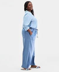 On 34th Trendy Plus Size Drawstring-Waist Wide-Leg Jeans, Macy's Exclusive