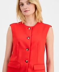 Anne Klein Women's Crewneck Button-Front Vest