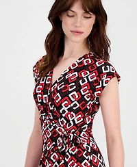 Anne Klein Women's V-Neck Side-Tie Cap-Sleeve Dress
