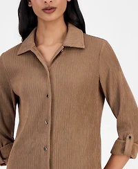Anne Klein Women's Textured Roll-Tab Shirt