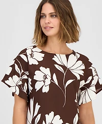 Anne Klein Petite Flutter-Sleeve Bateau Neck Top