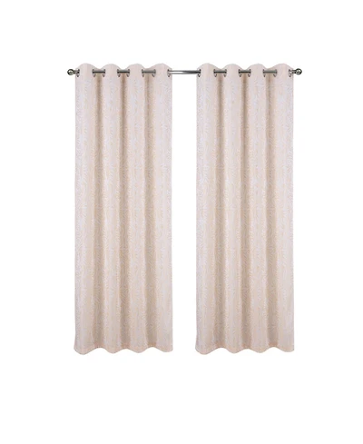 Rt Designers Collection 100% Polyester 140 Gsm Liana Jacquard Grommet Curtain Panel 54" x 84" Beige