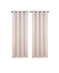 Rt Designers Collection 100% Polyester 140 Gsm Liana Jacquard Grommet Curtain Panel 54" x 84" Beige