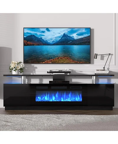 gaomon 70" Fireplace Tv Stand with 36'' Firplace, Electric Heater 12 Frame and Led Light Colors
