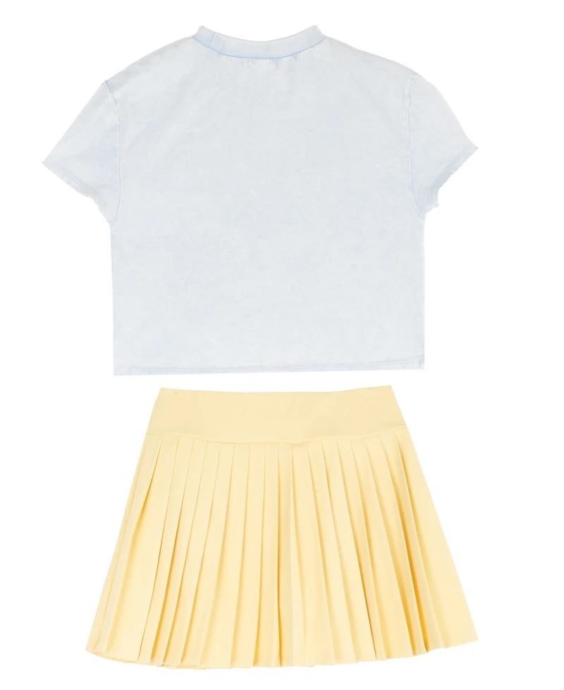 Tween Diva Girls' 7-16 Graphic T-Shirt and Pleated Active Tennis Skort, 2-Piece Set