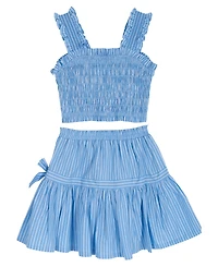 Tween Diva Girls' 7-16 Smocked Top With Ruffled Straps and Skort, 2 Piece Set