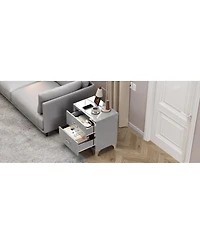 Streamdale Furniture High Gloss Mirrored 2-Drawer Nightstand - Modern End Table for Bedroom