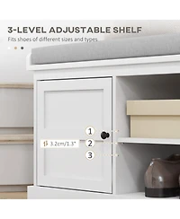 Rainsken Shoe Bench, Storage Bench with Padded Seat, 2 Cabinets and Adjustable Shelf for Entryway, Hallway and Living Room