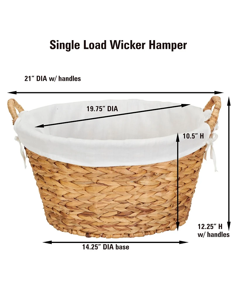 Household Essentials Round Wicker Laundry Basket with Handles