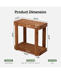 Tribesigns Solid Wood End Table Set of 2, Farmhouse Side Table with 2-Tier Storage Shelf, Rectangle Bedside Tables Accent Nightstand