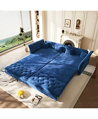 Streamdale Furniture Oversize Pull Out Sofa Bed, Convertible Sleeper Sofa with Fabric Flower Tufted Design