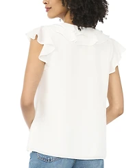 Sam & Jess Women's Short Flutter-Sleeve V-Neck Top